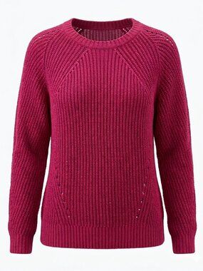 Lauren Ralph Lauren Hot Pink Knit Sweater Linen Blend Crew Neck XL Pink Pullover